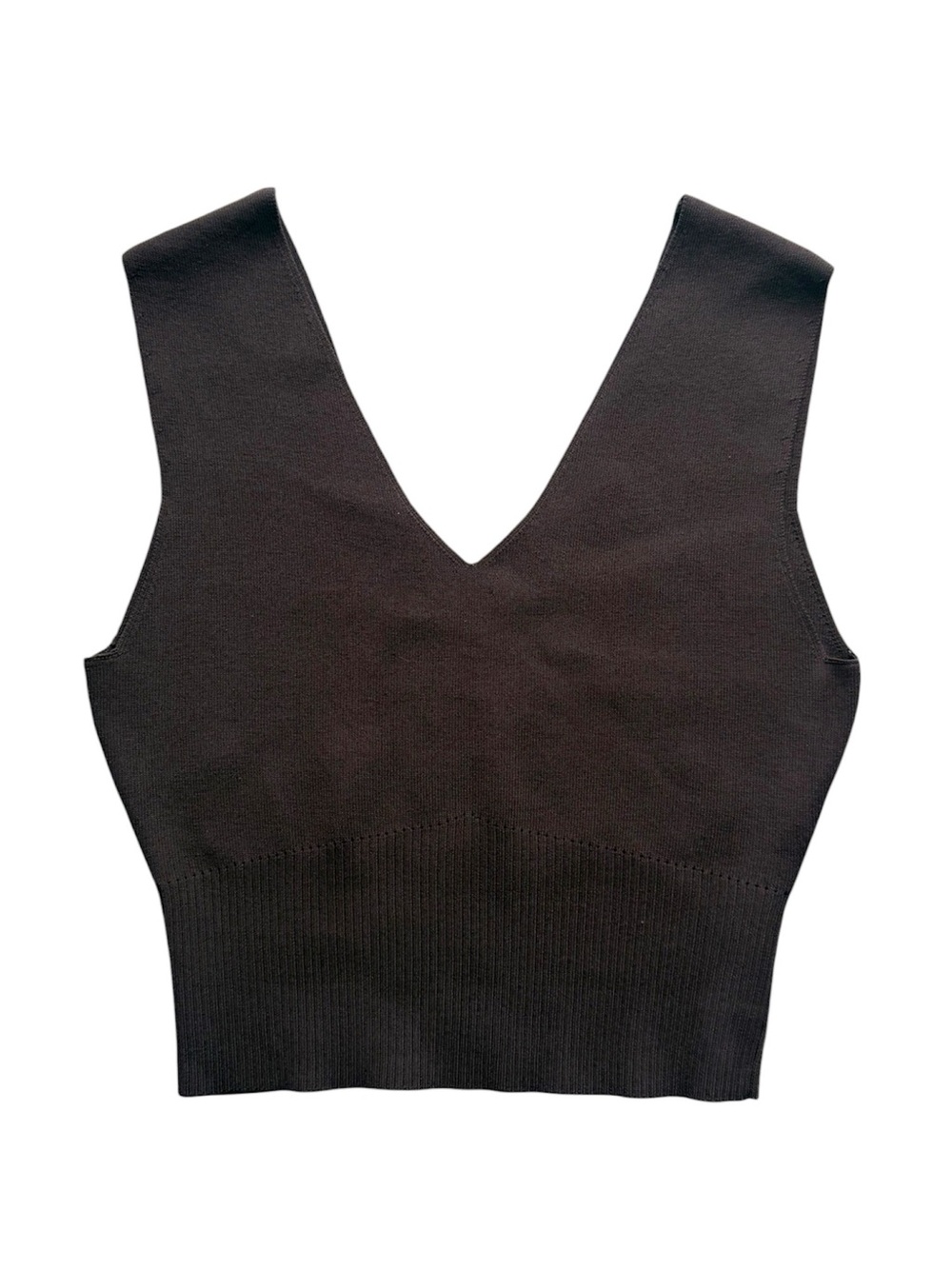 Oak + Fort V-Neck Knit Tank Dark Brown Size Medium